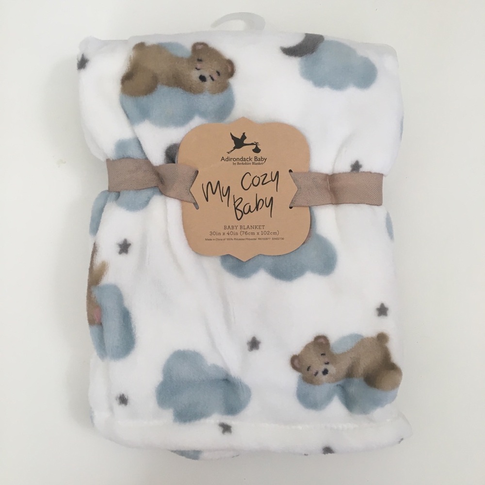 NEW My Cozy Baby Blanket Lightweight Teddy Bear & Clouds Theme | Adirondack Baby